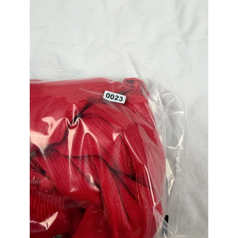 Valentino Red Ribbed Knit Tights Set of 2 Pairs Made in Italy large